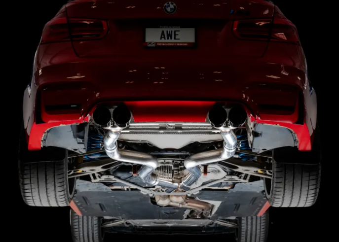 AWE Track Edition Cat-Back Exhaust with Diamond Black Tips for BMW F80 M3 / F82–F83 M4 (2015–2020)